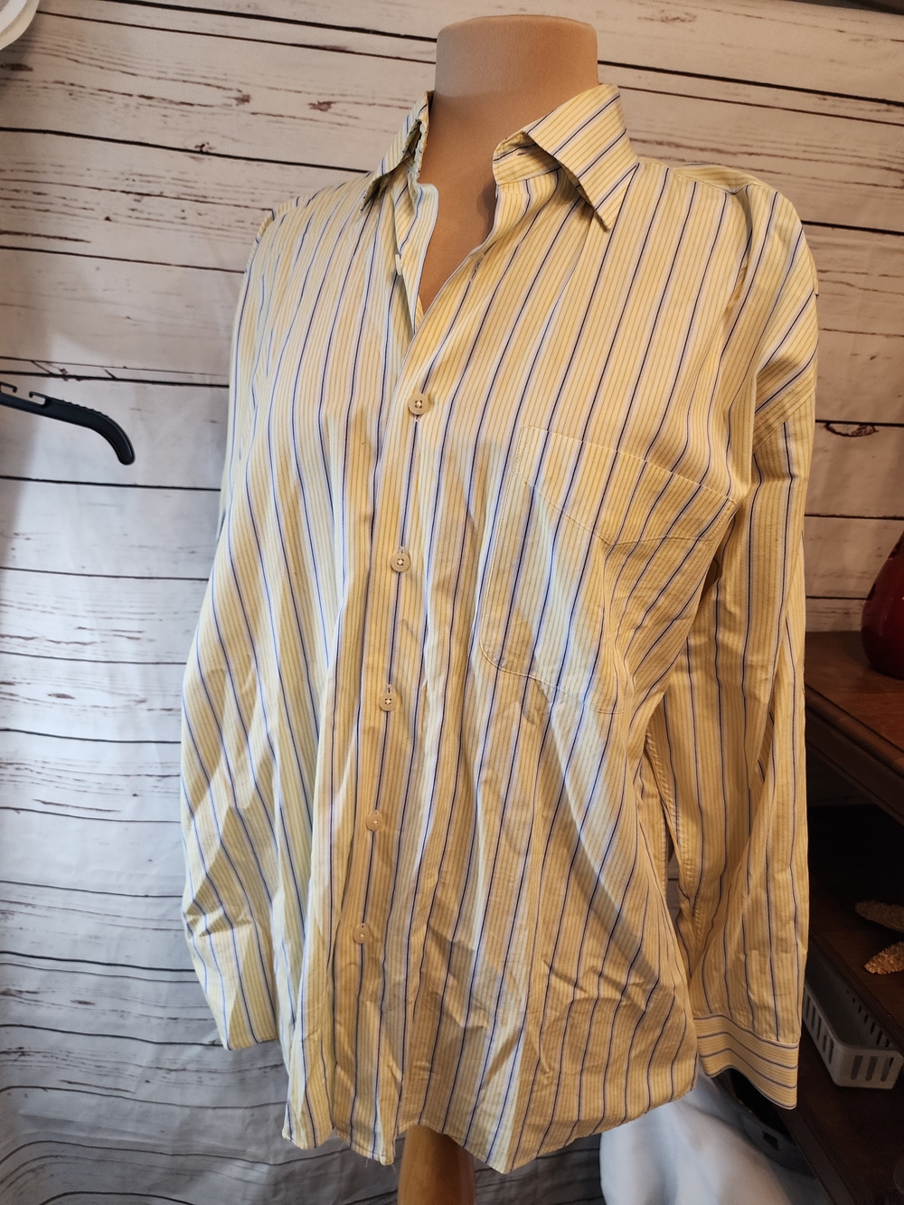 ALAN FLUSSER Men's Yellow Striped Button-Up Shirt